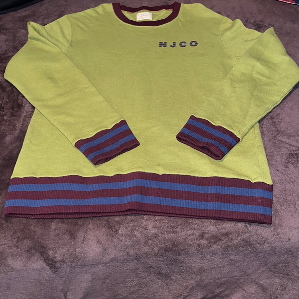 Nudie jeans sweater size xxl neon green and burgundy and blue